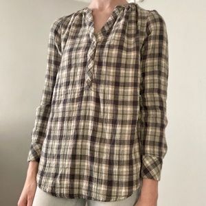 Universal Thread Gray & Light Pink Plaid Blouse